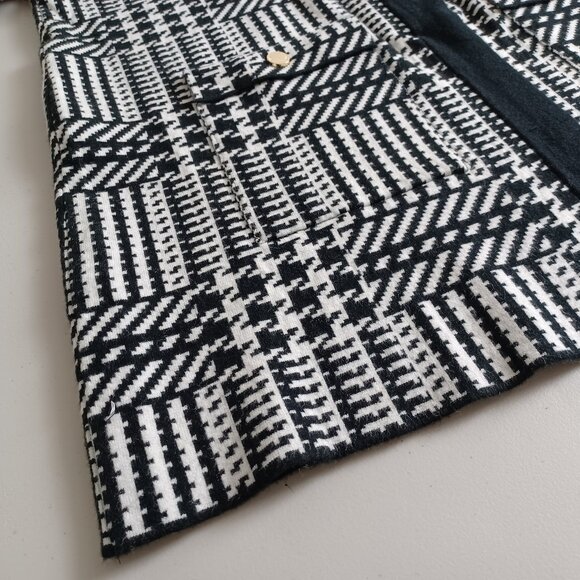 Anne Klein Black White Glen Plaid Knit Coat - Picture 5 of 16